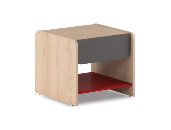 Wilson Bedside Table (Red & Pine Grey) - Image 2