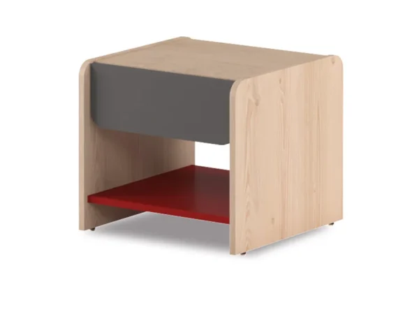 Wilson Bedside Table (Red & Pine Grey) - Image 3